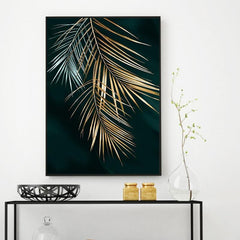 Abstract Golden Plant Leaf Canvas