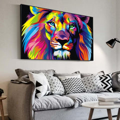 Abstract Colorful Lion Canvas