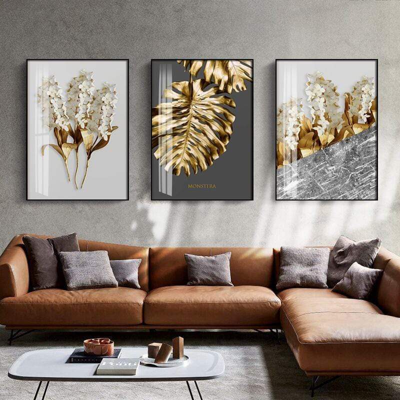 White and Gold Leaf Canvas
