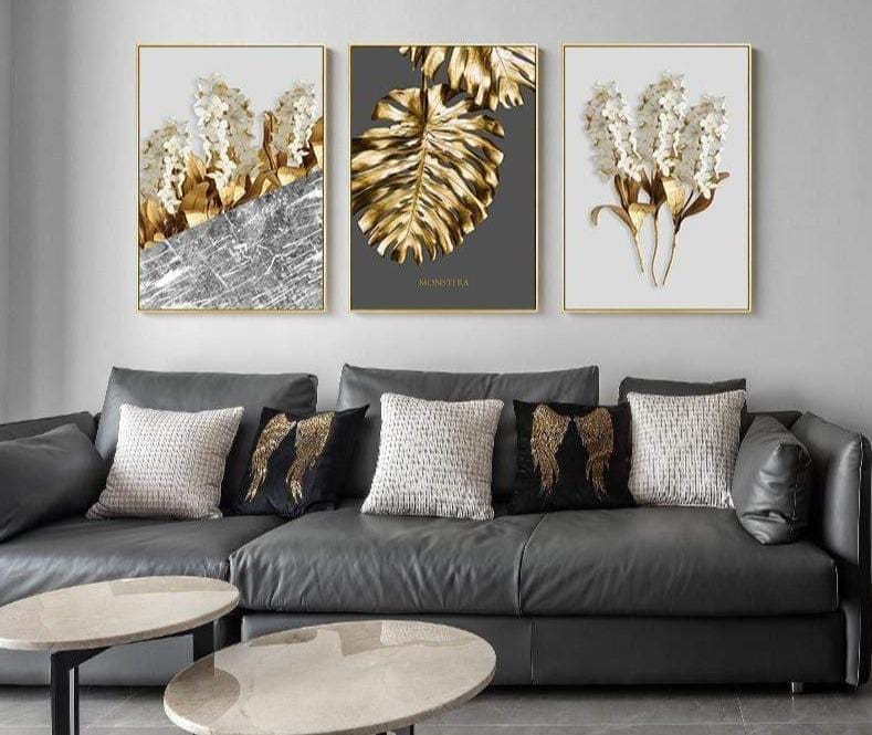 White and Gold Leaf Canvas